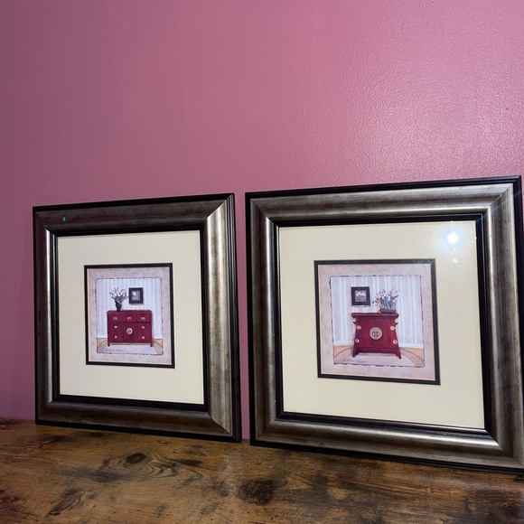 2 Wooden Print frames  by Winterle Olson, Signed Vintage Prints, Decorative - Picture 1 of 12